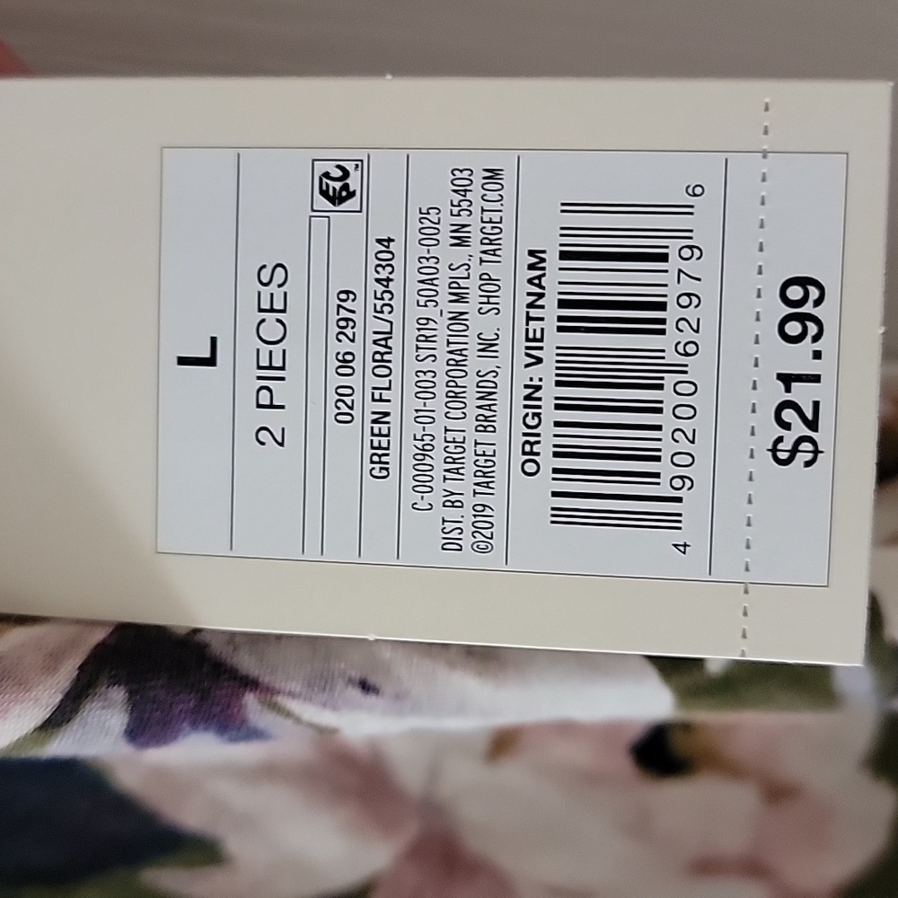 Nwt New Stars Above Beautifully Spft Green Floral Pajamas Set Large - Picture 4 of 8